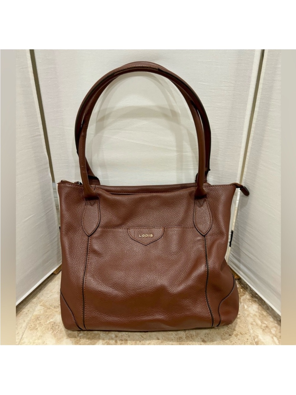 Lodis Sierra Leather Tote Bag with Floral Lining - Browne - Picture 2 of 7